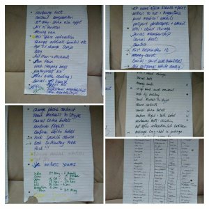 A look at all of our current to do lists. Still not all checked off!
